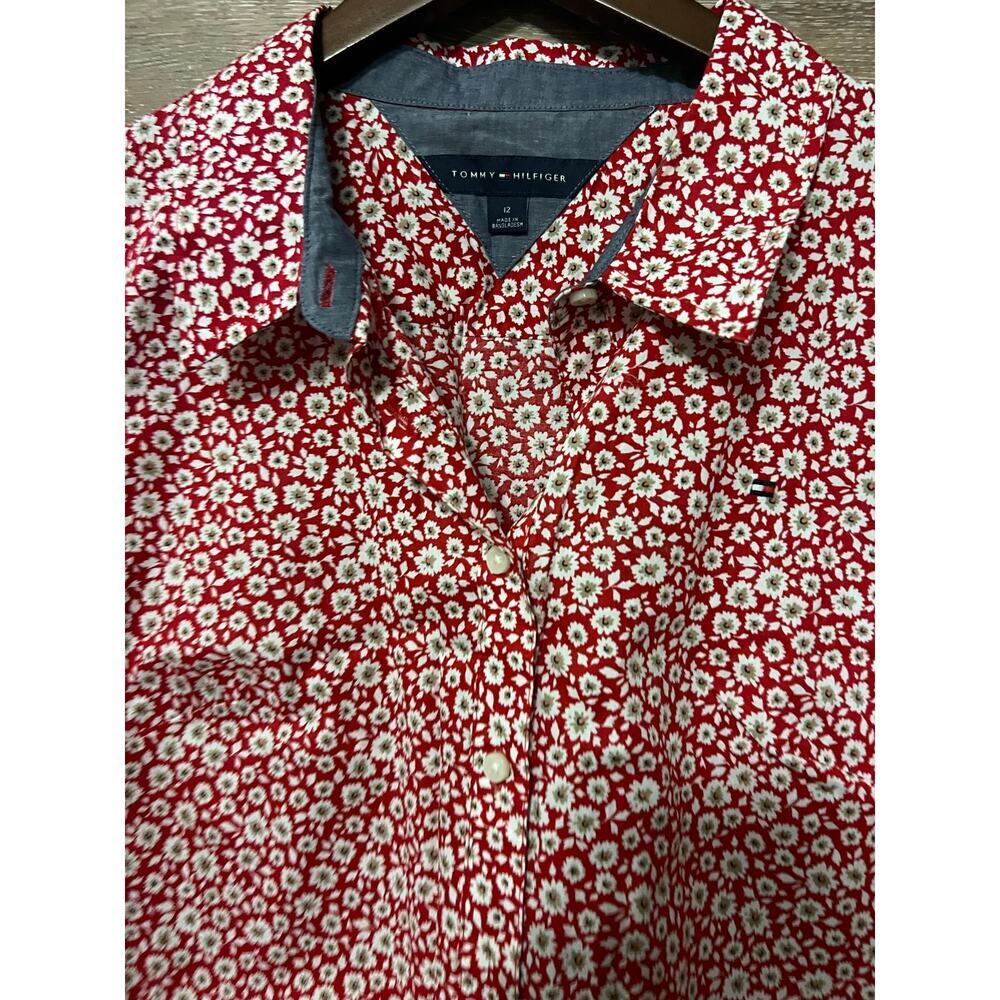 Tommy Hilfiger Dress sz 12 golf polo short cotton summer XL red floral - Picture 2 of 10